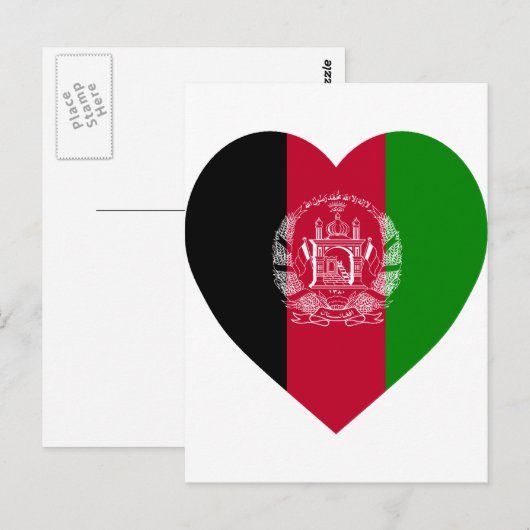 Afghanistan Flag Heart Briefkaart (Voorkant / Achterkant)