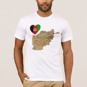 Afghanistan Flag Heart en Map T-Shirt (Voorkant)