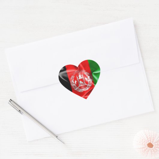 Afghanistan Flag Heart Sticker (Envelop)