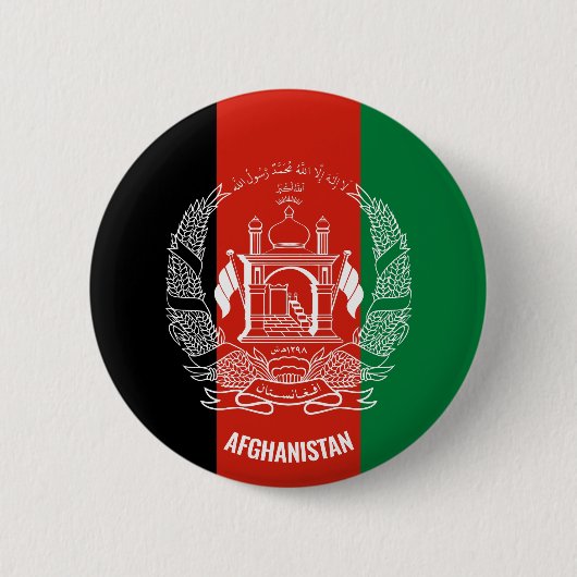 Afghanistan Flag Inscription Black Red Green Ronde Button 5,7 Cm (Voorkant)