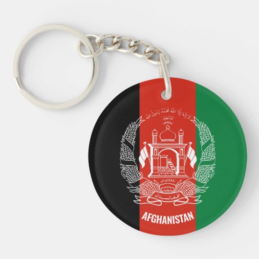 Afghanistan Flag Inscription Black Red Green Sleutelhanger (Voorkant)