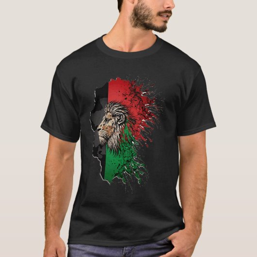 Afghanistan Flag Lion Free Afghanistan T-shirt (Voorkant)