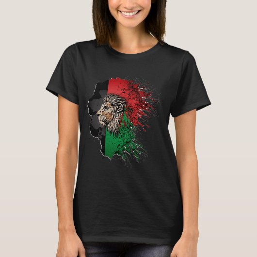 Afghanistan Flag Lion Vrij Afghanistan T-shirt (Voorkant)
