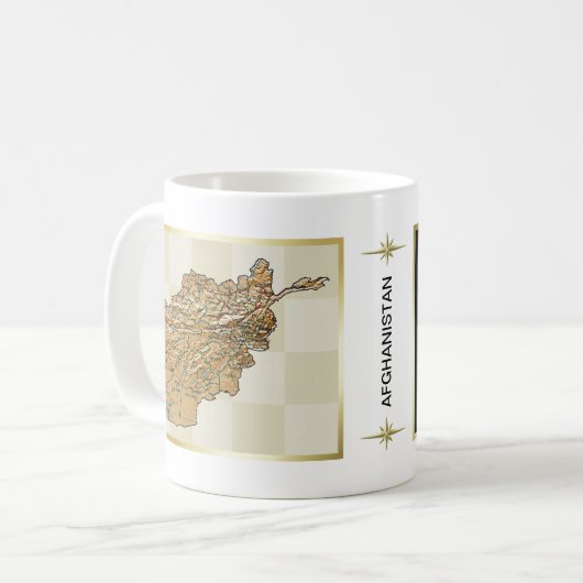 Afghanistan Flag + Map-Mok Koffiemok (Voorkant links)