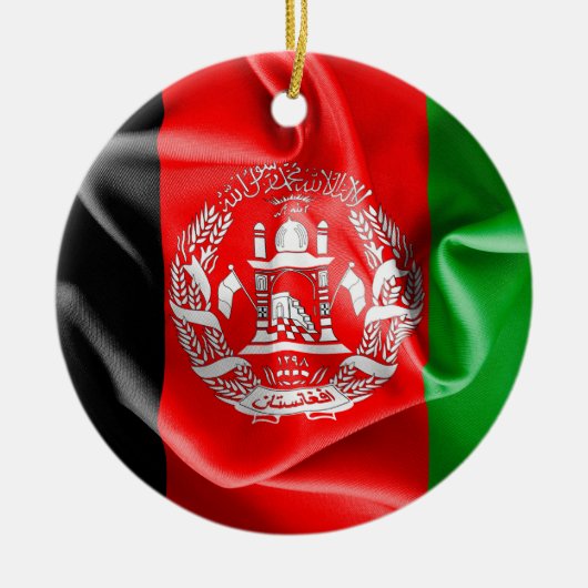 Afghanistan Flag Round Ceramic Ornament (Voorkant)