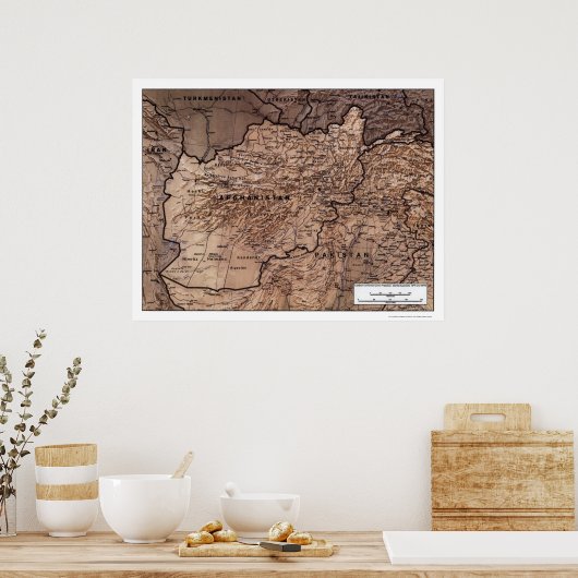 Afghanistan - gedetailleerde kaart 1999 poster (Keuken)