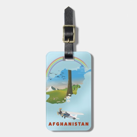 Afghanistan kaart landschap reisposter bagagelabel (Voorkant verticaal)