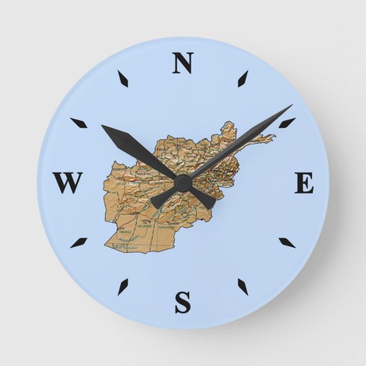 Afghanistan Map Clock Ronde Klok (Voorkant)