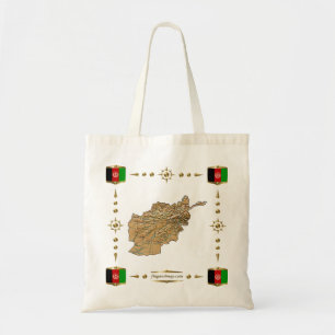 Afghanistan Map + Flags Bag Tote Bag