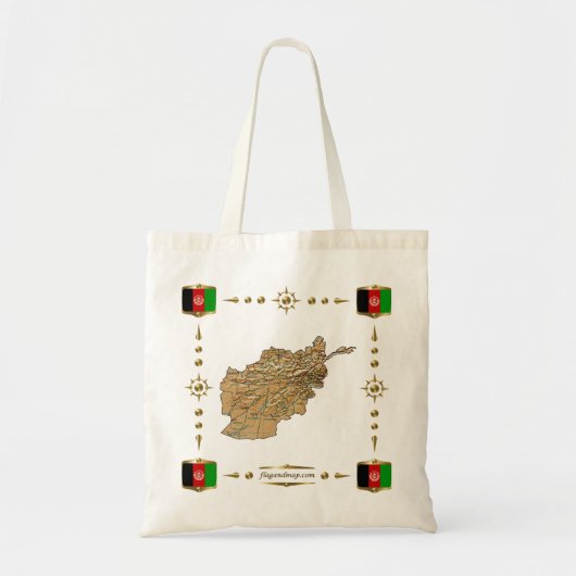 Afghanistan Map + Flags Bag Tote Bag (Voorkant)