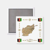 Afghanistan Map + Flags Magnet (Voorkant / Achterkant)