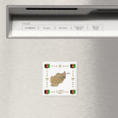 Afghanistan Map + Flags Magnet (Insitu (Vaatwasser))