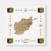 Afghanistan Map + Flags Magnet (Voorkant)