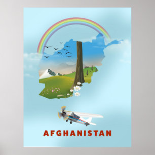 Afghanistan Map-landschapsreistoestel Poster