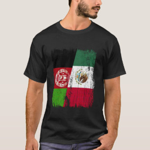 Afghanistan Mexico Halve Vlag Afghaans Mexicaans E T-shirt
