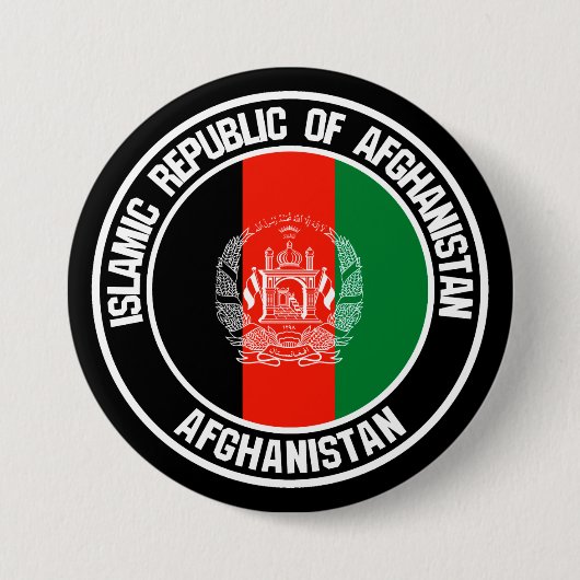 Afghanistan Round Emblem Ronde Button 7,6 Cm (Voorkant)