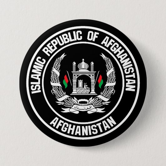 Afghanistan Round Emblem Ronde Button 7,6 Cm (Voorkant)