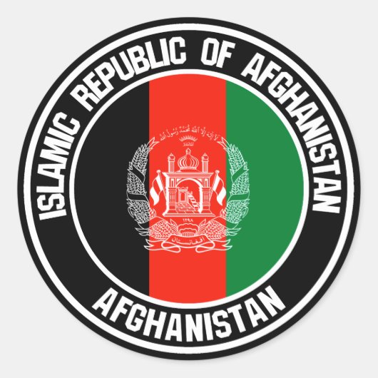 Afghanistan Round Emblem Ronde Sticker (Voorkant)