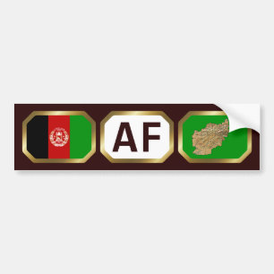 Afghanistan Vlag Landkaart Code Bumpersticker
