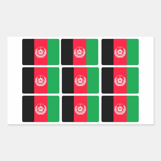 Afghanistan vlag x 9 rechthoekige sticker (Voorkant)