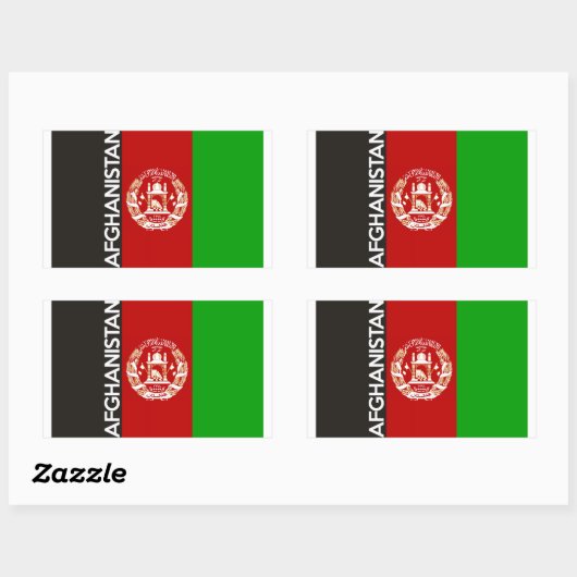 afghanistan - vlagsymbool naam rechthoekige sticker (Vel)