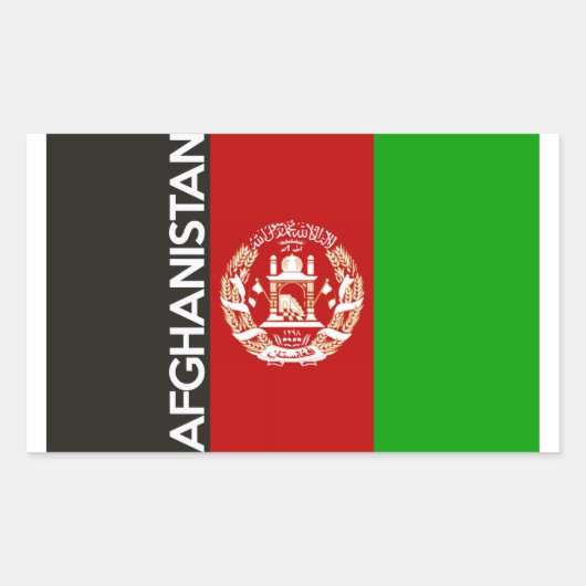 afghanistan - vlagsymbool naam rechthoekige sticker (Voorkant)