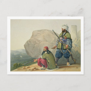 Afghaun Foot Soldaten in hun winterklep, met Briefkaart
