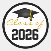 Afgroeien 2026 Afstudeerhoed Ronde Sticker (Voorkant)