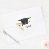 Afgroeien Hoed, Diploma - Gepersonaliseerd Ronde Sticker (Envelop)