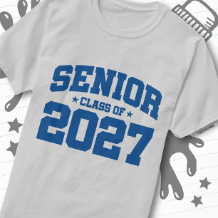 Afgroeijaar School Blauw Aflopend Jaar 2027 T-shirt