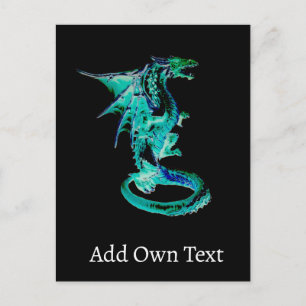 Afgrond Blauwe Draak Onderwater Fantasie Mythologi Briefkaart