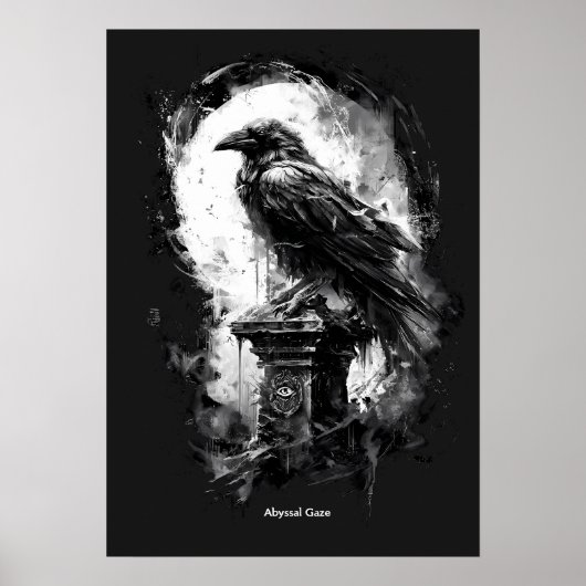 Afgrondblik Zware Metal Raaf Schedel Poster (Voorkant)
