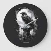 Afgrondblik Zware Metal Raven Schedel Grote Klok (Voorkant)