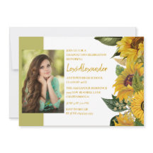 Afgstuderen Feest Roestige Zonnebloemen Foto Meisj