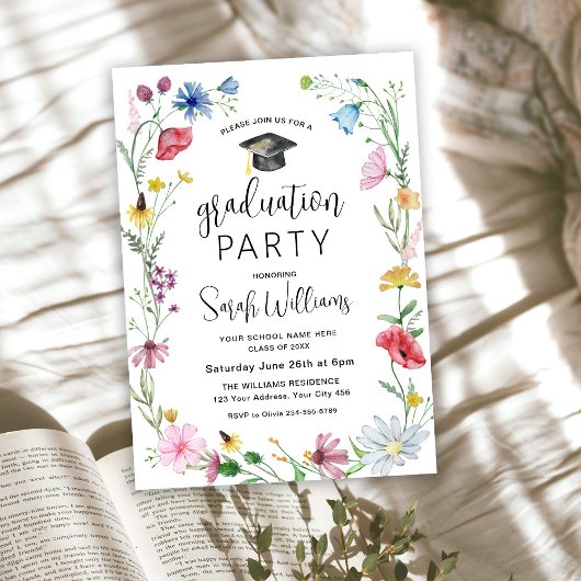 Afgstuderen met wilde bloemen kaart