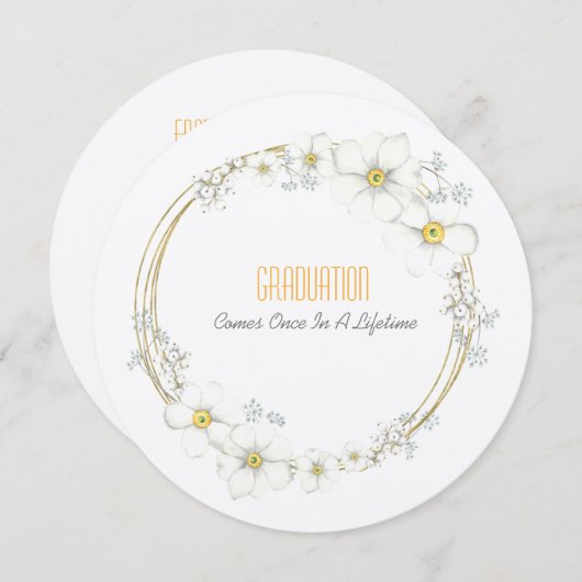 Afgstuderen Thee Dochter Witte Bloesems en Bessen Kaart (Voorkant / Achterkant)