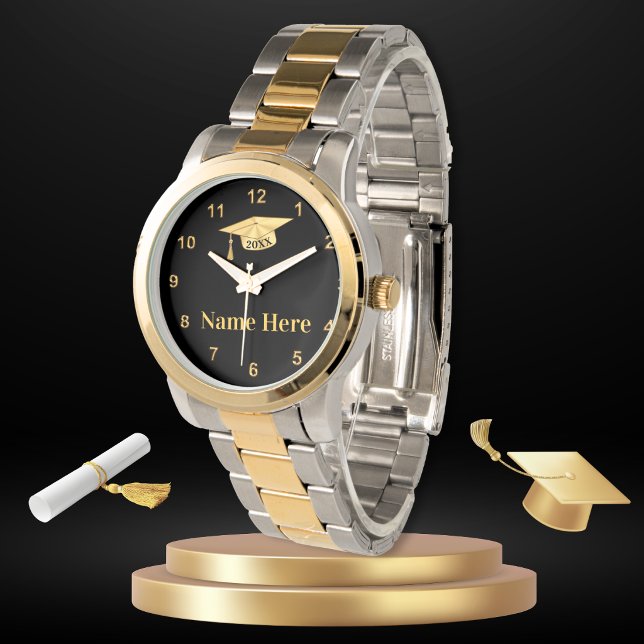 Afgstuduur horloge, gepersonaliseerde afstudeercad horloge (Graduation watch gift. Graduation watches for him. Personalized grad gifts for him, son or grandson.)