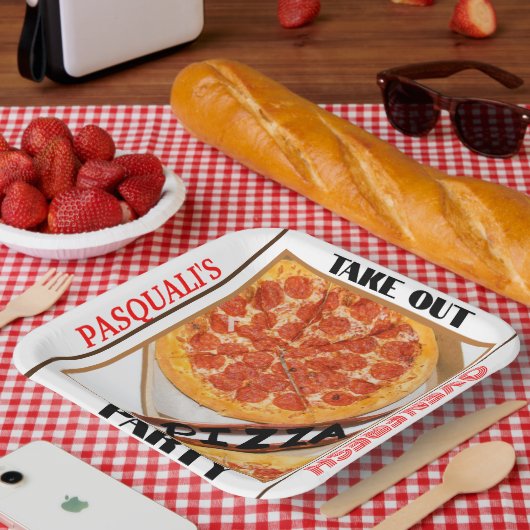 Afhaal Pizza Feest NAAM Papieren Bordje (Picknick)