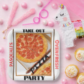 Afhaal Pizza Feest NAAM Papieren Bordje (Feest)
