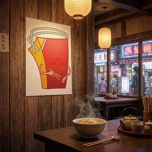 Afhaaldoos met eetstokjes Grappig Aziatisch eten Poster