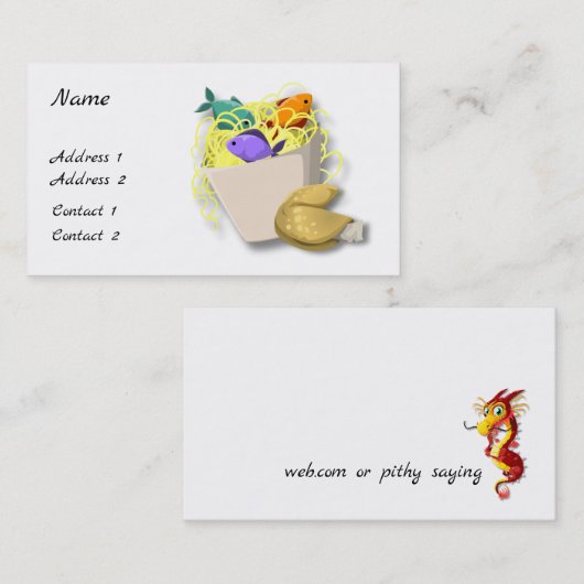Afhalen, Fortune Cookie en Dragon-profielkaart Visitekaartje (Voorkant / Achterkant)