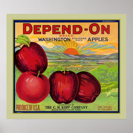 Afhankelijk van het Poster Washington Apples (Voorkant)
