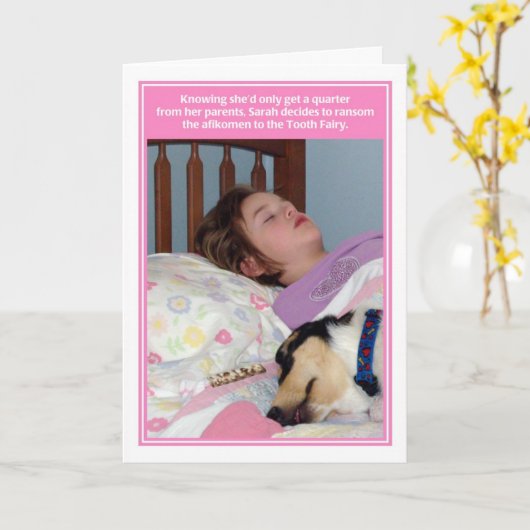 Afikomen Ransom Tooth Fairy Passover Card Kaart (Gele Bloem)