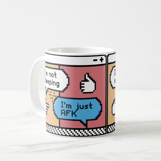 AFK Gamer Pixel Art Mug – Funny Retro Koffiemok (Voorkant links)