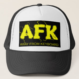 AFK weg van toetsenbord Funny Yellow Typografie Trucker Pet