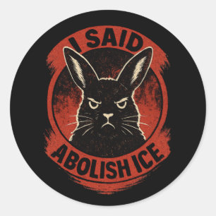 Afkeurende Konijnen Badge – Afschaffing ICE Ronde Sticker