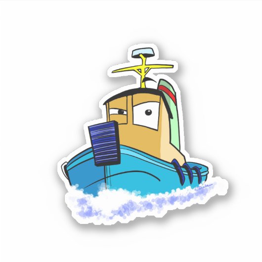 Afkeurende sleepboot sticker (Voorkant)