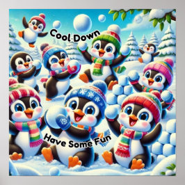 Afkoelen, Leuk Leren Hebben - Pinguïn Sneeuwbalgev Poster