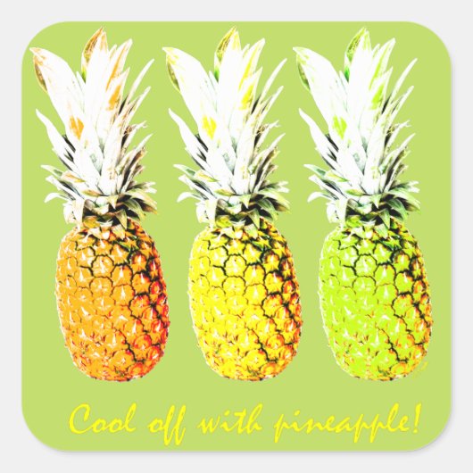 Afkoelen met ananas vierkante sticker (Voorkant)
