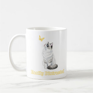 Afleidbaar Ontwerp met Mooie Kat & Vlinder Koffiemok